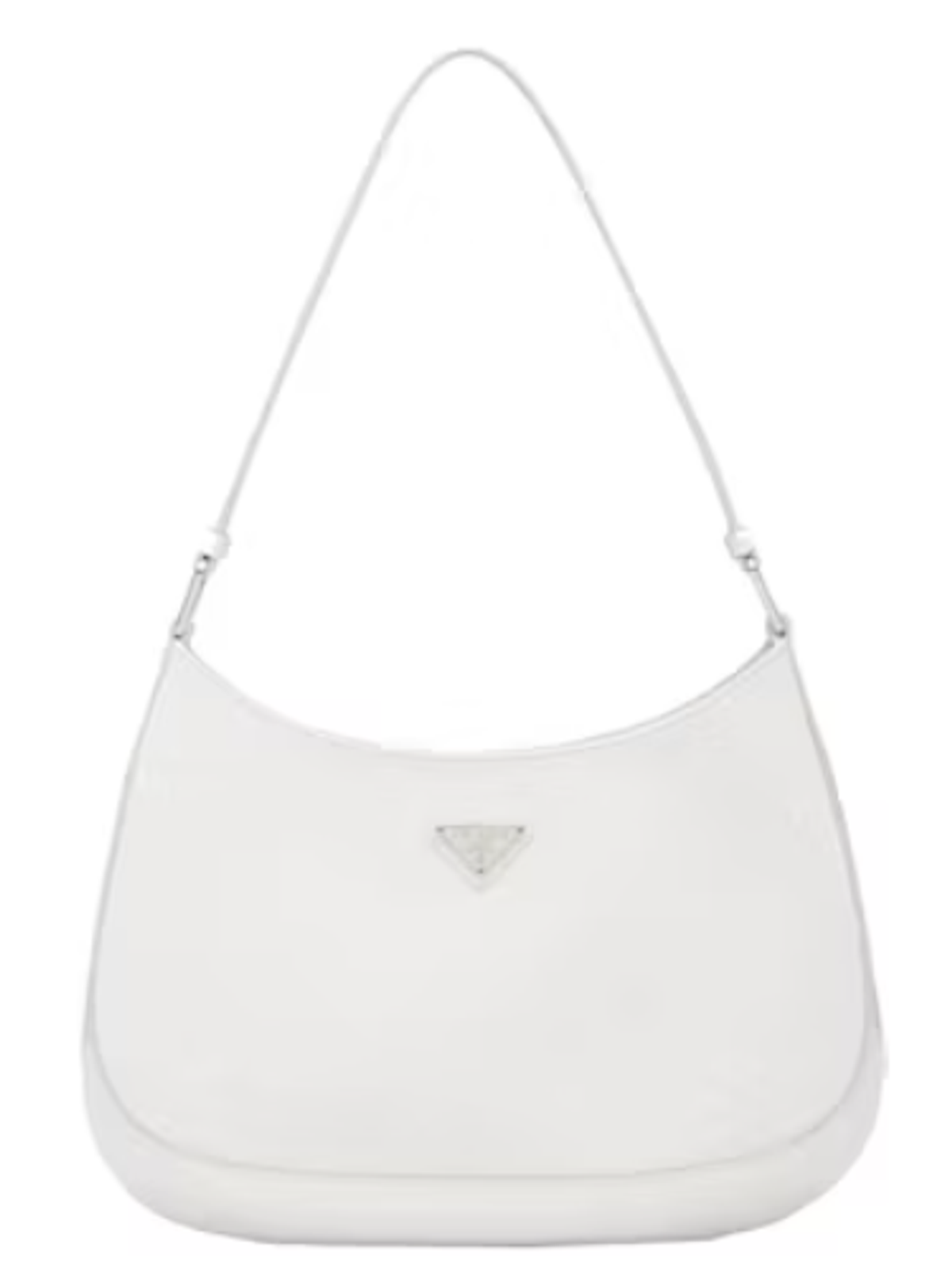 Prada White Cleo Brushed Leather Shoulder Bag