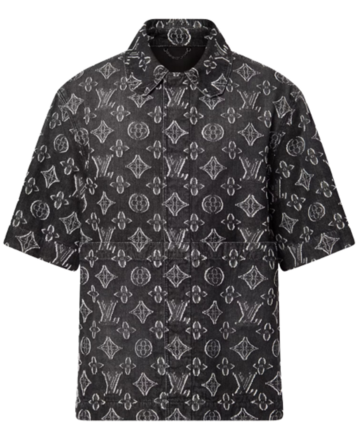 Louis Vuitton Black Monogram Short-Sleeved Chambray Shirt