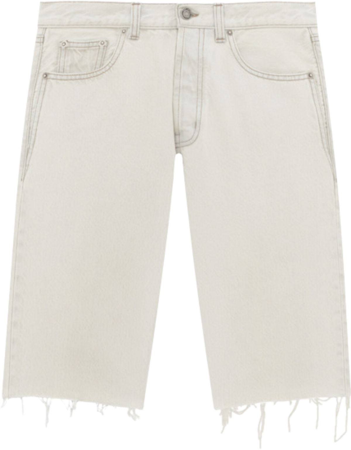 Saint Laurent White Raw-Edge Denim Shorts