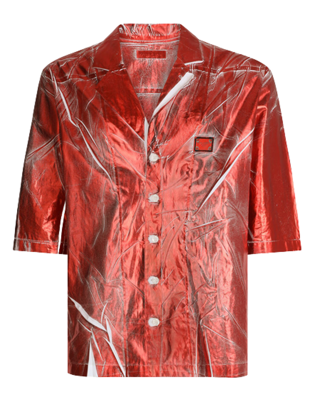 Dolce & Gabbana Red Coated Cotton Hawaiian Shirt