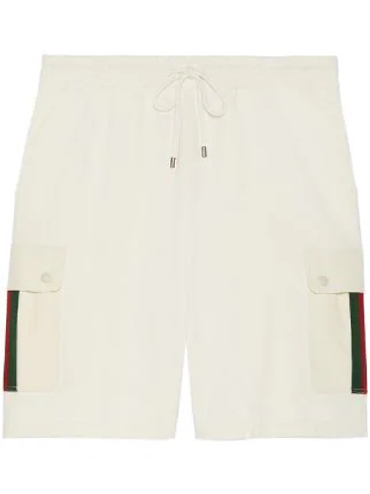 Gucci White Web-Stripe Detail Cotton Shorts