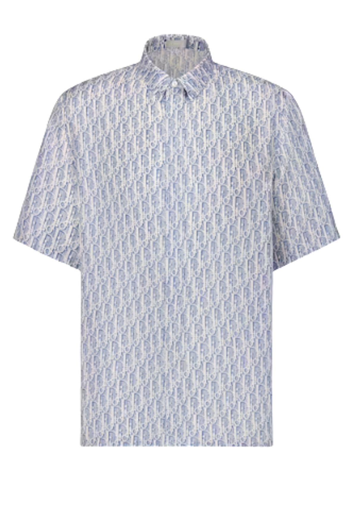 Dior Blue Striped Silk Twill Short-Sleeved Shirt