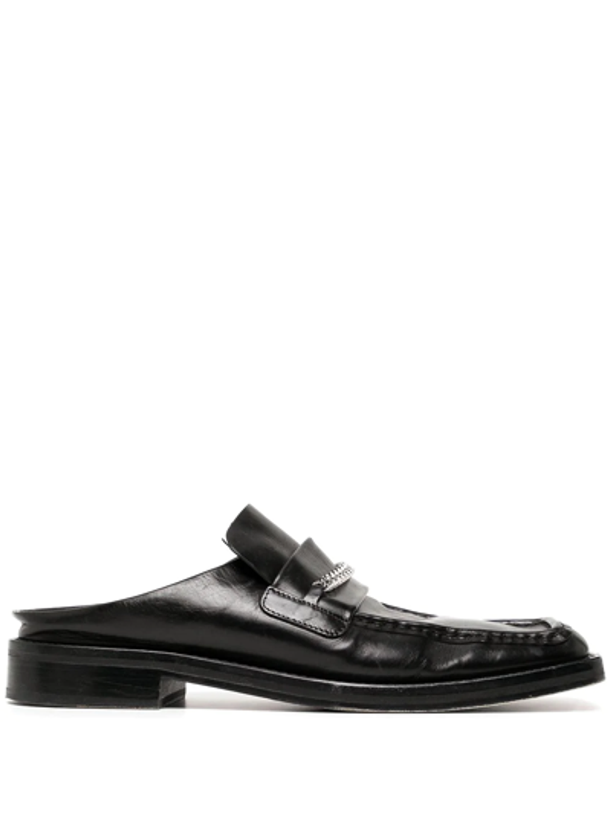 Martine Rose Chain Embellished Slip On Black Loafers