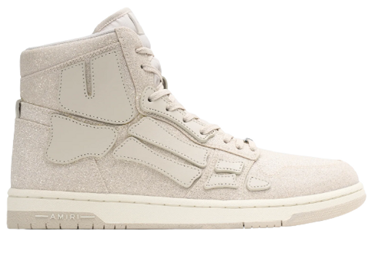 Amiri Beige Crystal Skel Top Hi Sneakers