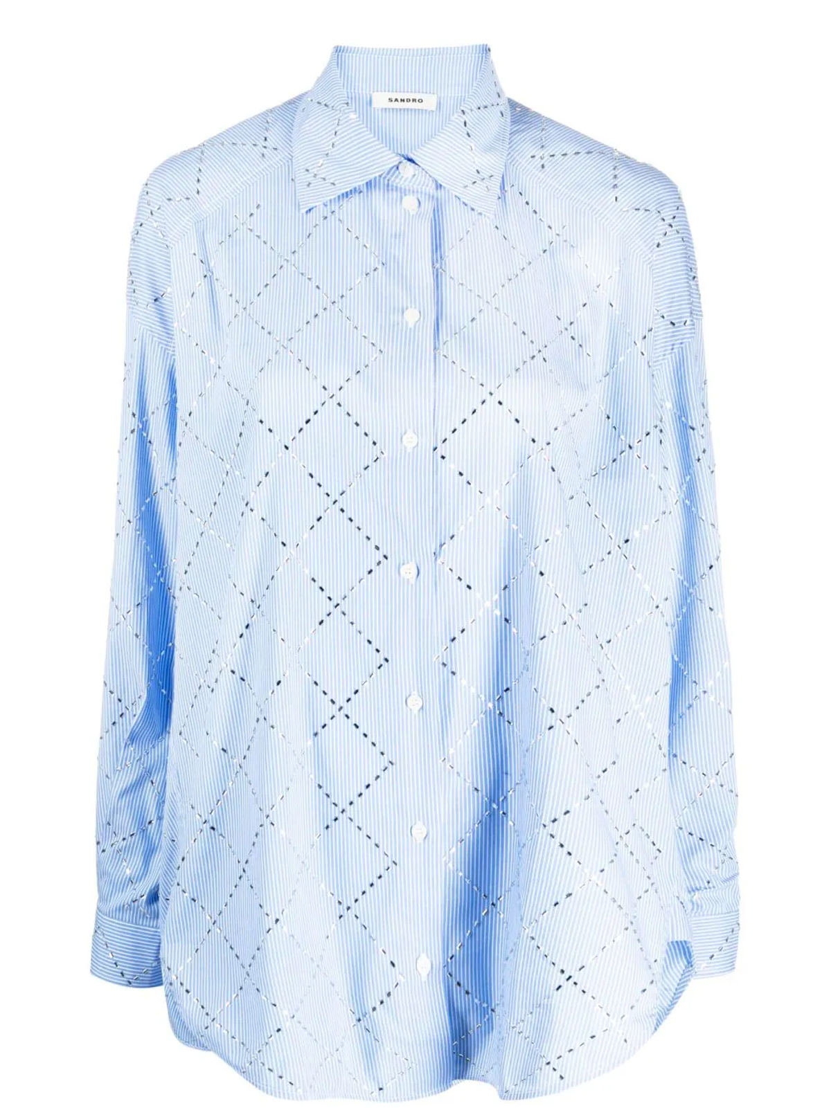 Sandro Sky Blue Janeiro Rhinestone-embellished Shirt