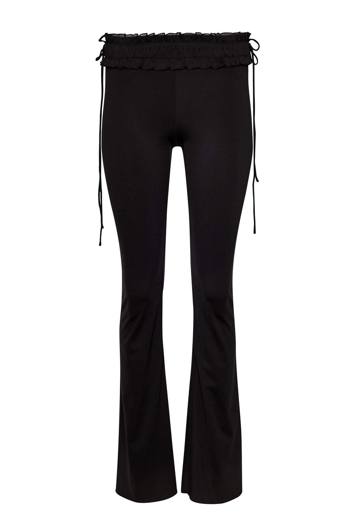 Danielle Guizio Black Ruched Side Tie Stretch Pants