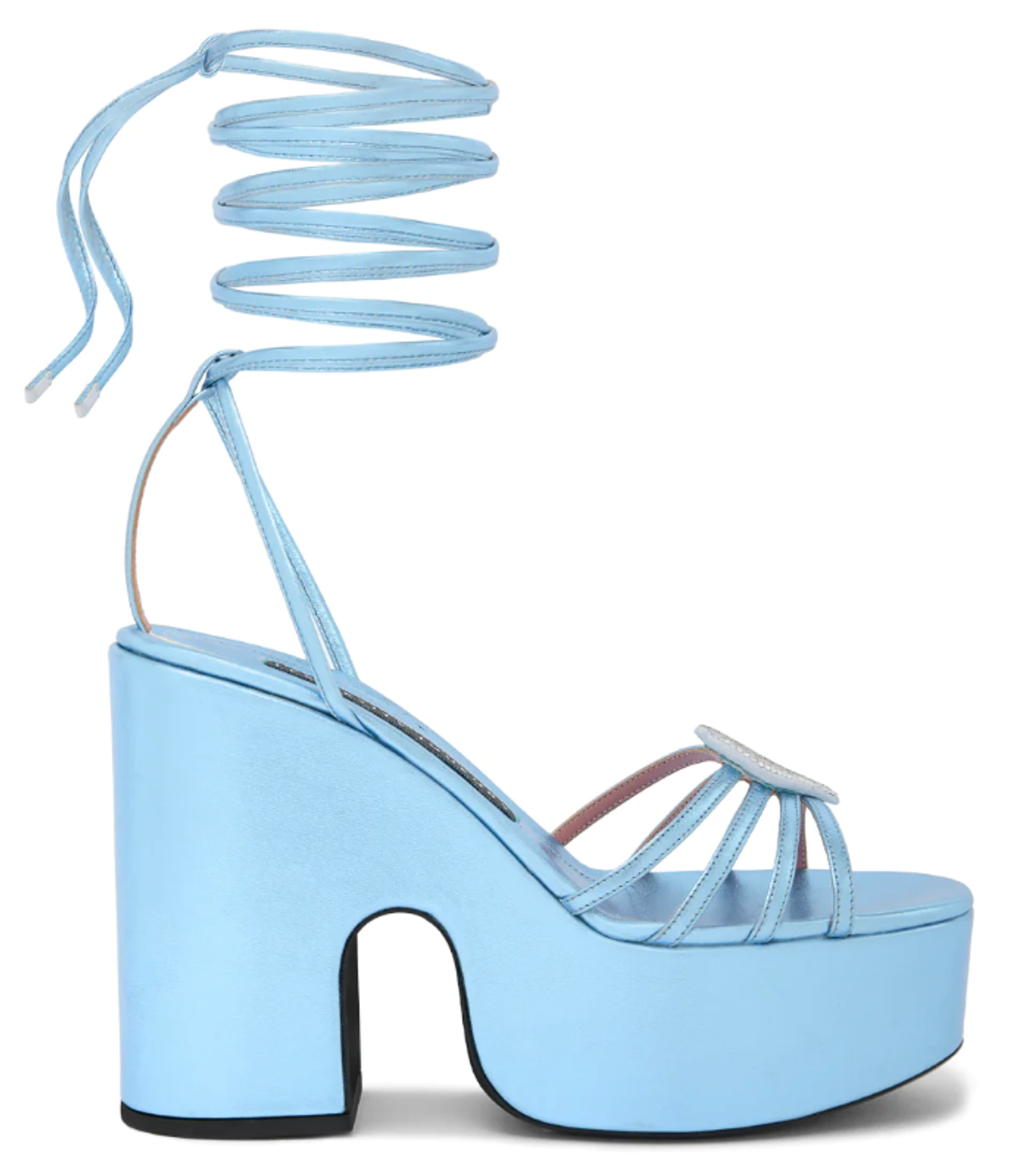 Les Petits Joueurs Blue Bianca Heart Platform Sandals
