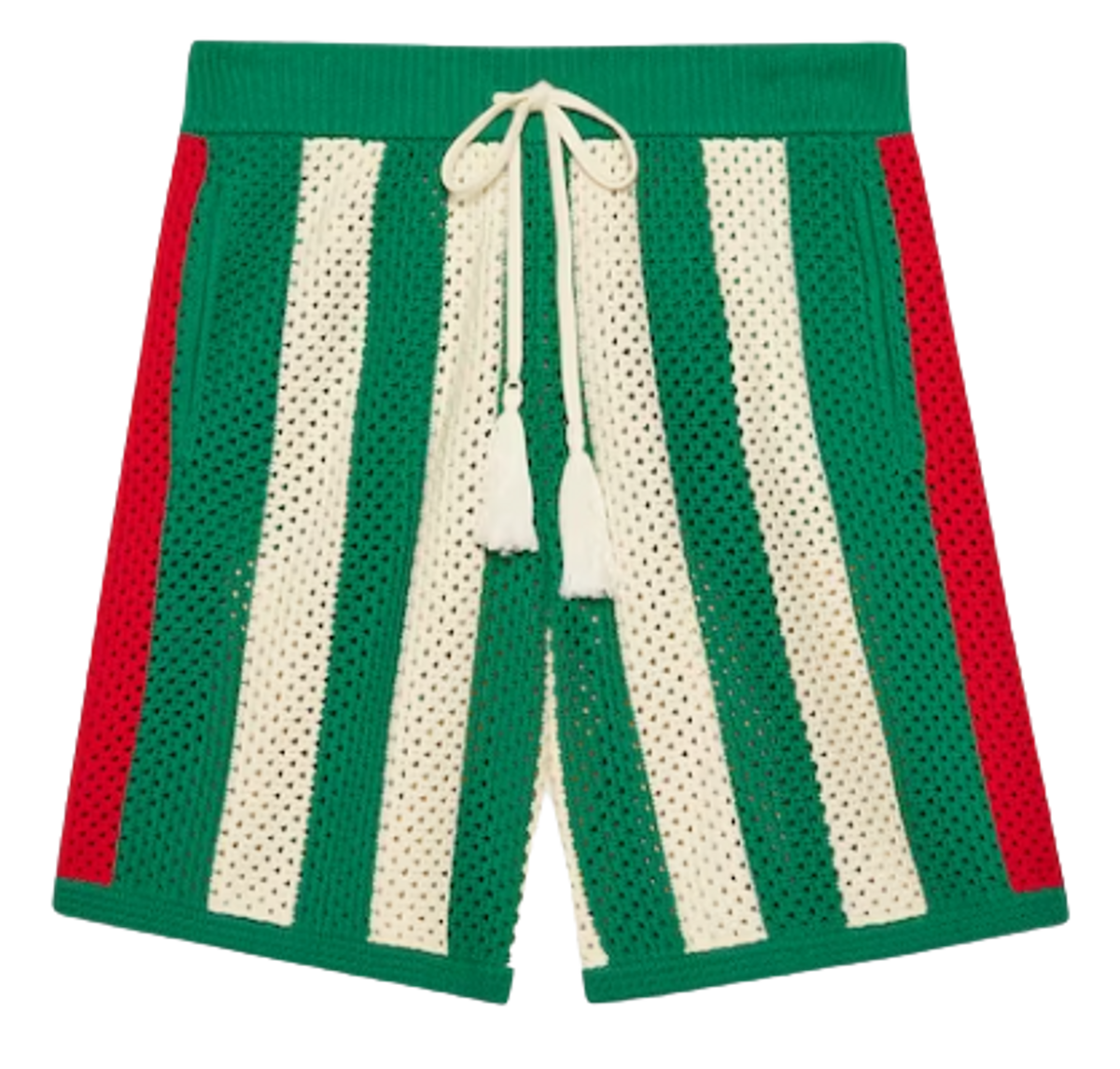 Gucci Cotton Green Crochet Striped Shorts