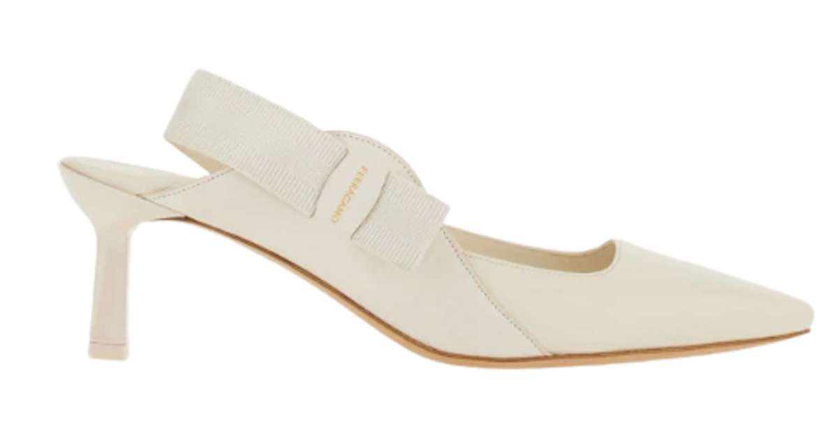 Ferragamo Vara Bow White Slingbacks