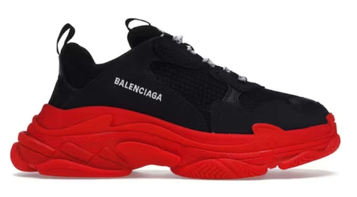 Balenciaga Black Red Sole Triple S Sneakers
