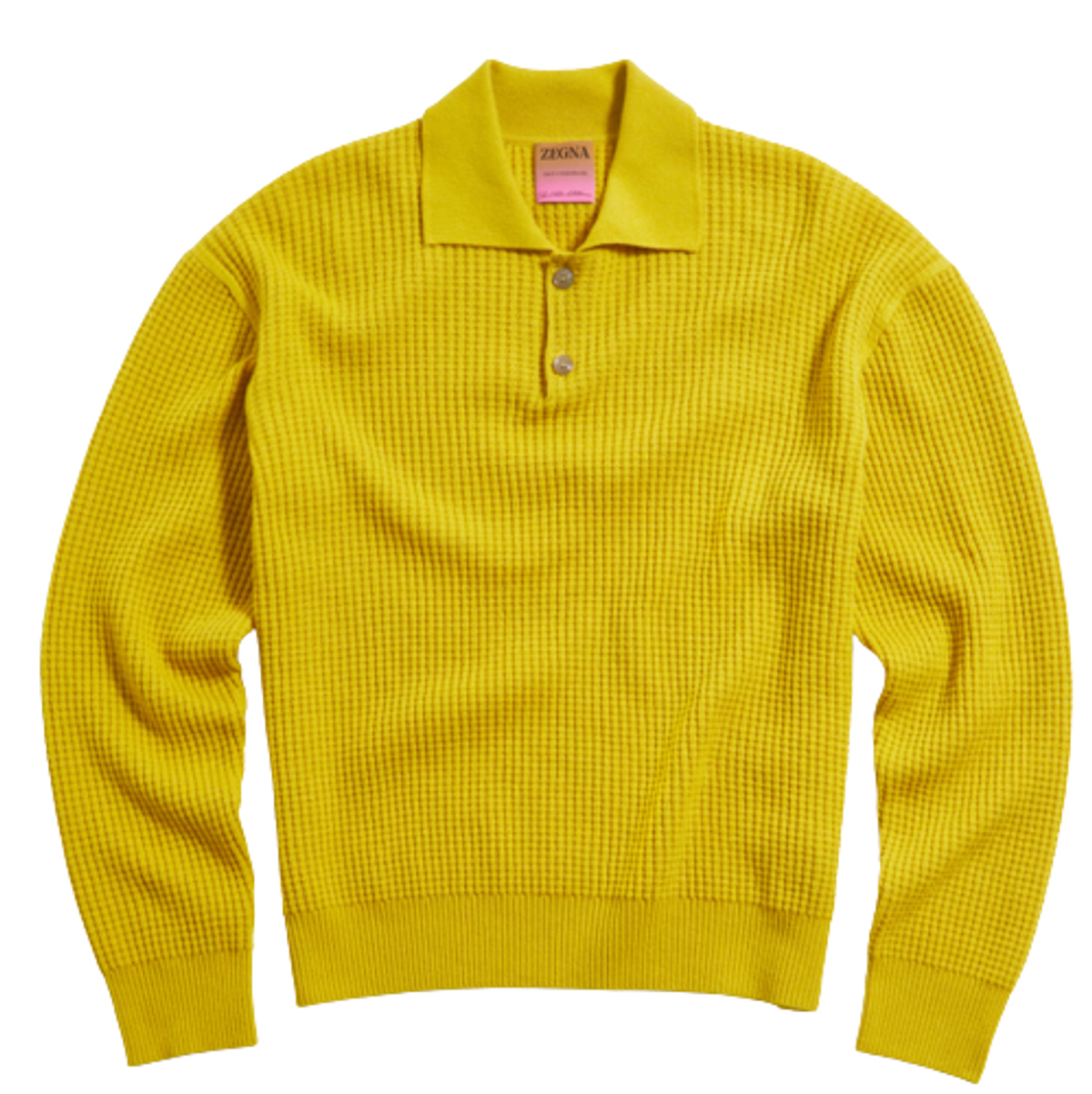 The Elder Statesman × Zegna Bright Yellow Cashmere Polo Shirt