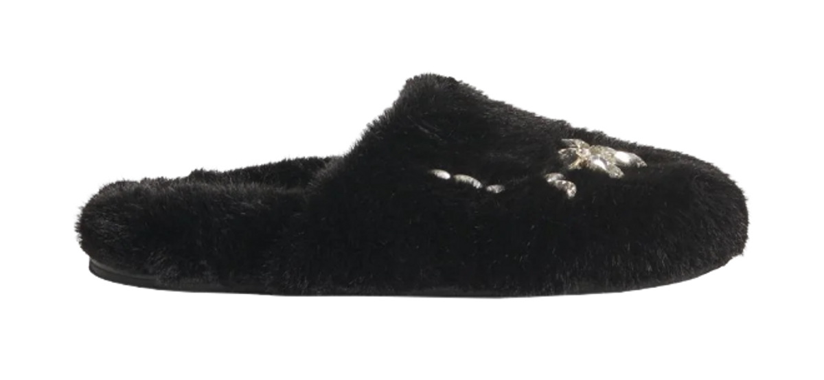 Simone Rocha Embellished Furry Slippers