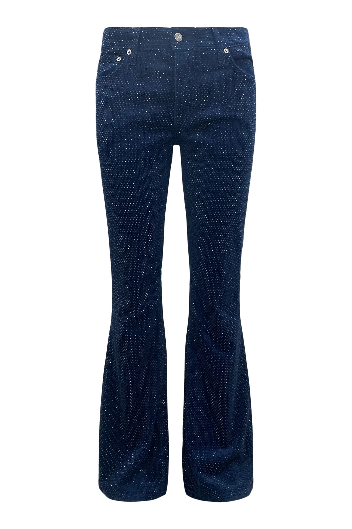 Cout De La Liberte Navy Crystal-Stretch Flare Jeans