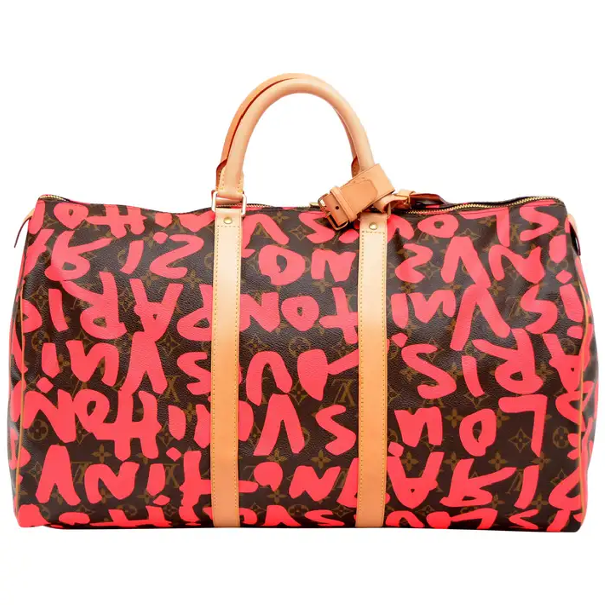 Louis Vuitton Pink Neon Keepall 50 Graffiti Bag