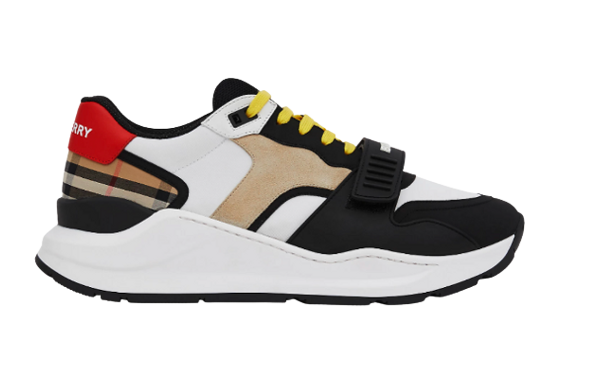 Burberry Beige Check Ramsay Sneakers In Brown