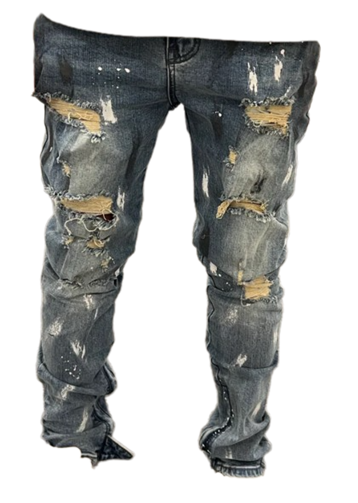 Mr Lambo & Company Blue Distressed Paint Jeans