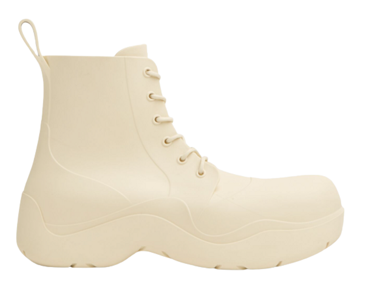 Bottega Veneta Sea Salt Puddle Lace-Up Ankle Boots