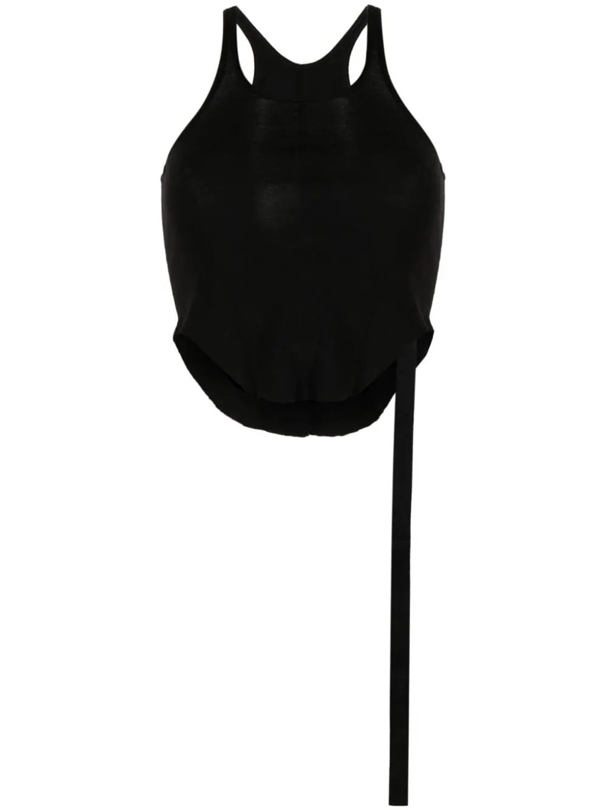 Rick Owens Black Asymmetric Organic Cotton Crop Top