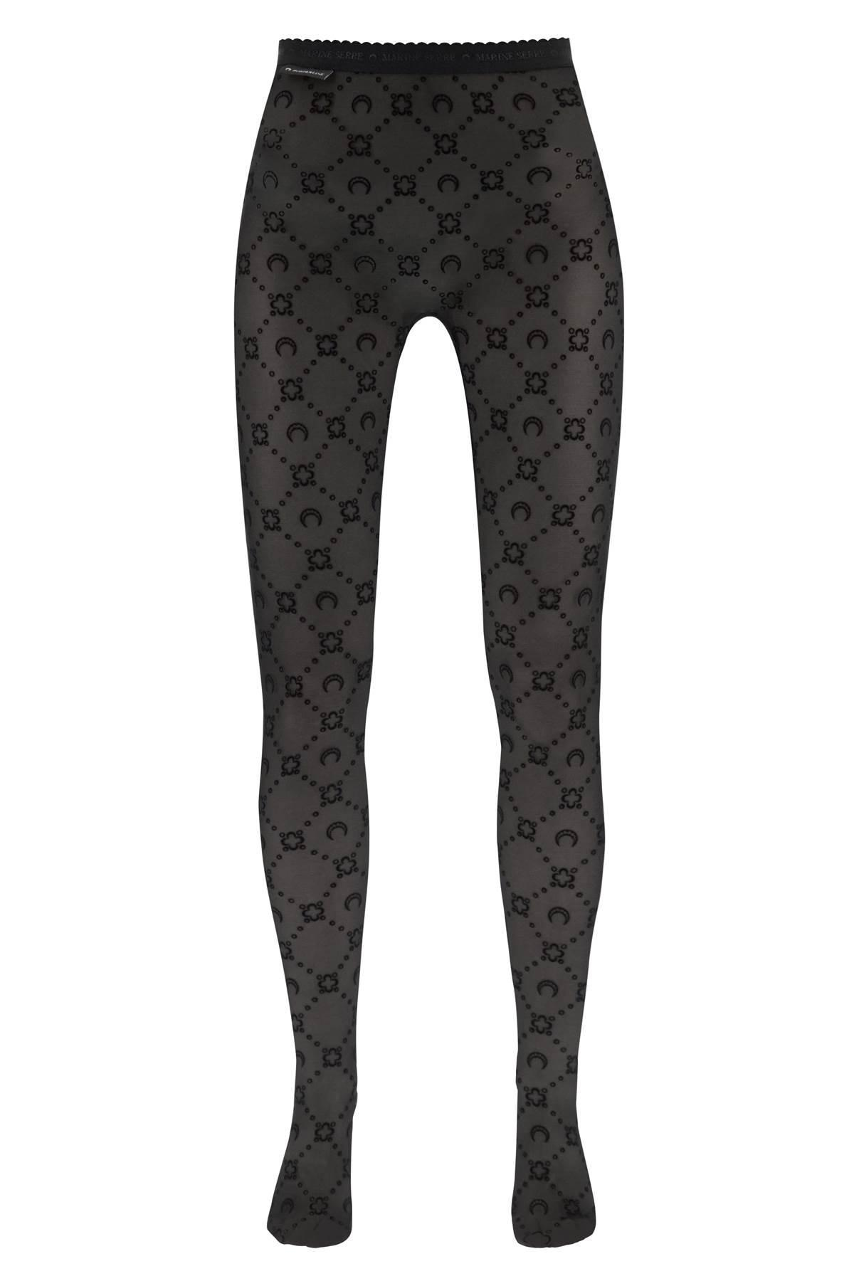 Marine Serre Black Flocked-pattern Sheer Tights