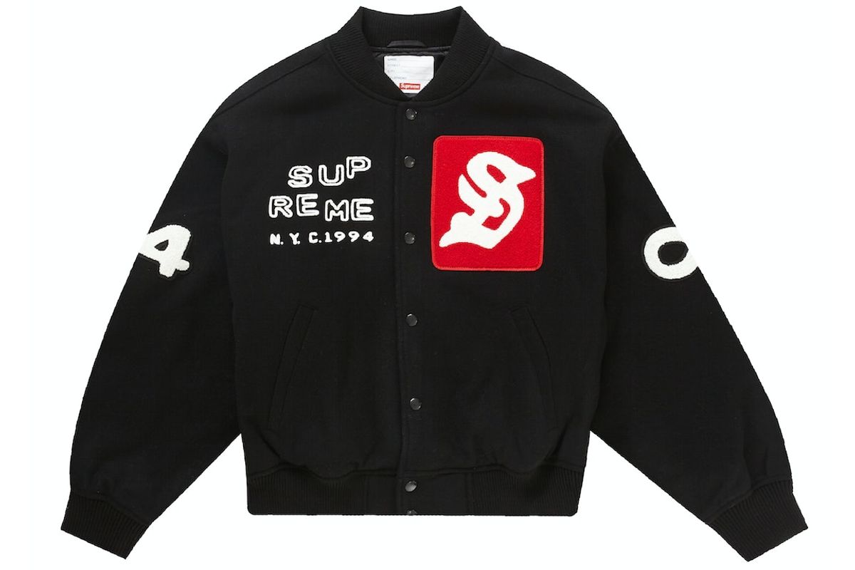 Supreme Black Tourist Varsity Jacket