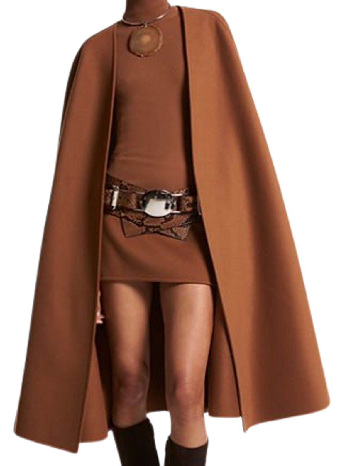 Michael Kors Chestnut Double Faced Wool Melton Cape