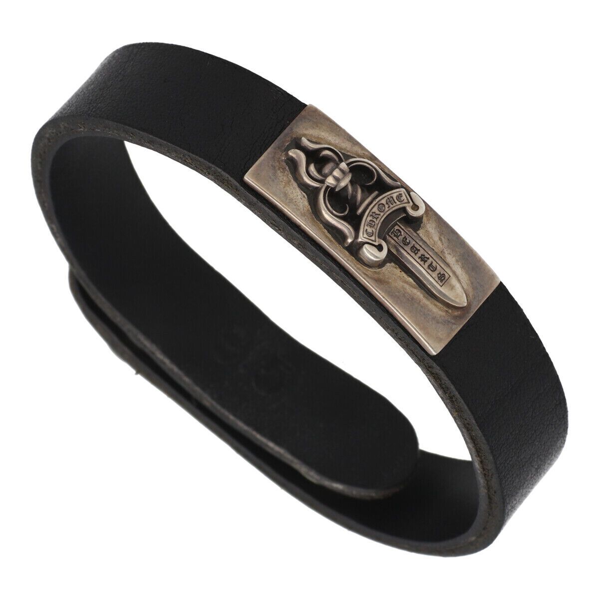 Chrome Hearts Dagger Plate Leather Bracelet