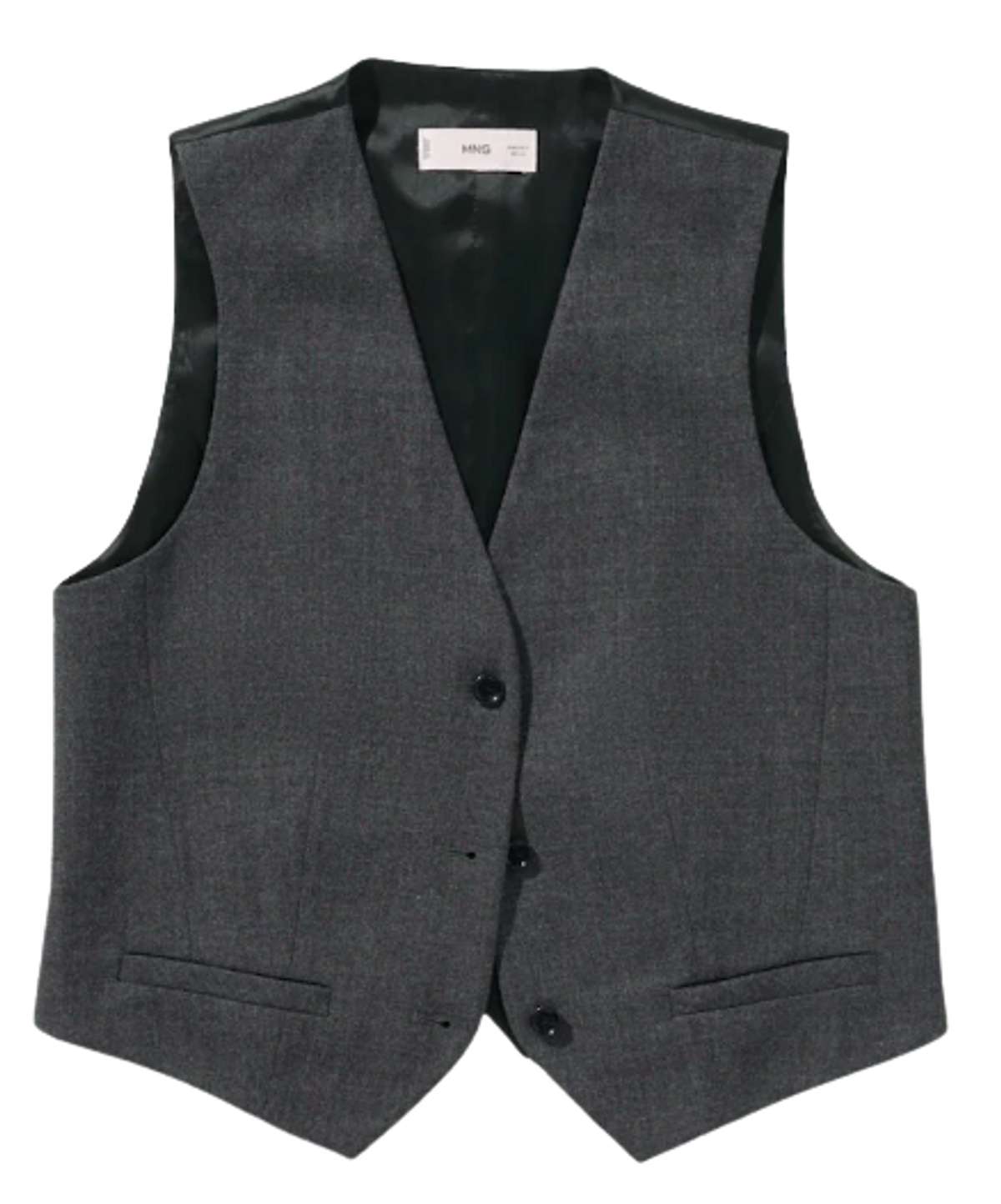 Mango Light Heather Grey Check Wool-blend Suit Waistcoat