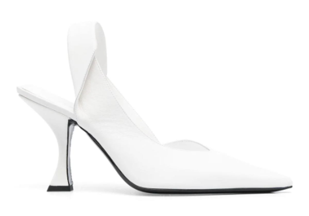 By Far White Yasha 80mm Leather Pumps