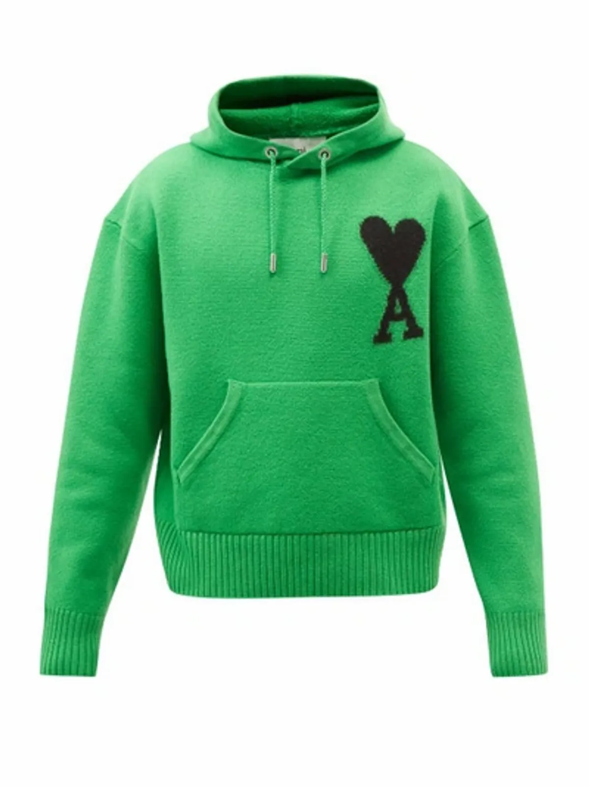 Ami Alexandre Mattiussi De Coeur Logo Green Intarsia Wool Green Hoodie