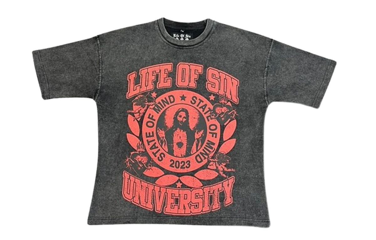 Life Of Sin Black And Red University T-Shirt