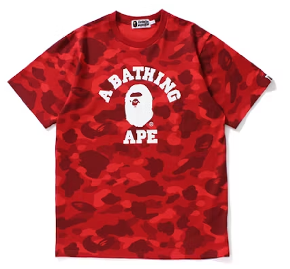 Bape Red Color Camo College T-Shirt