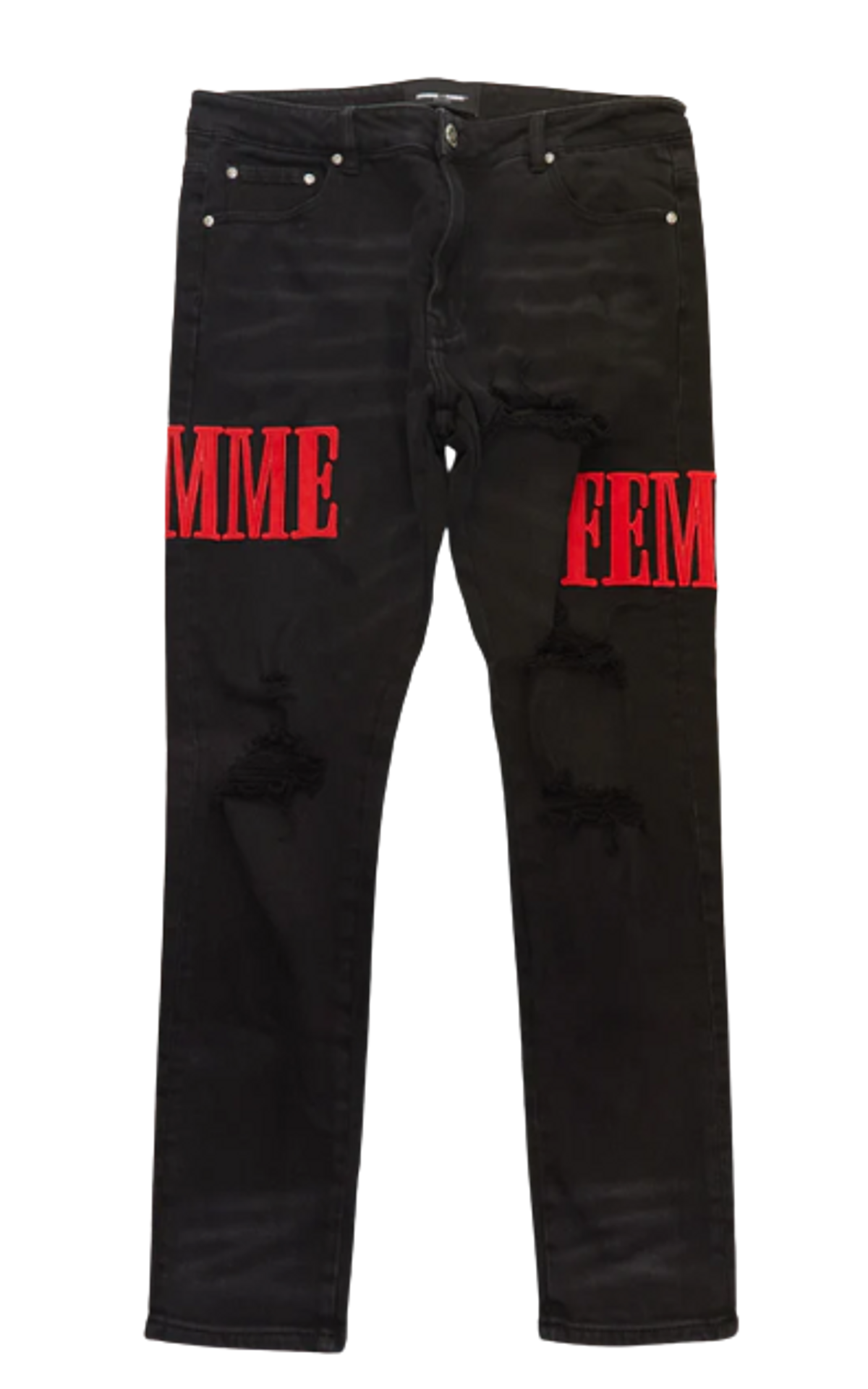 Homme + Femme Letterman Denim Black Jeans