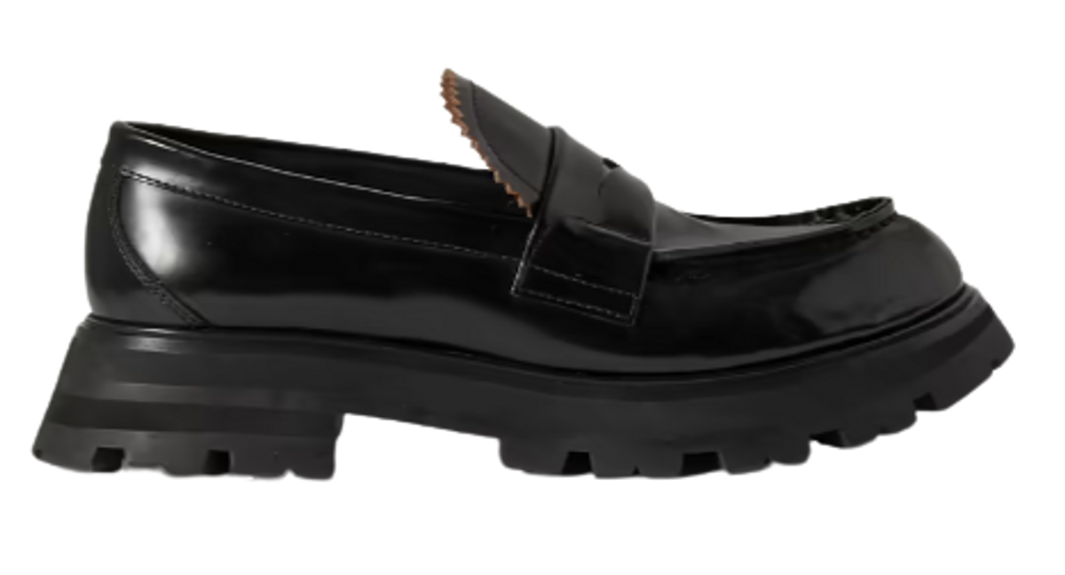 Alexander McQueen Black Glossed-leather Exaggerated-sole Loafers