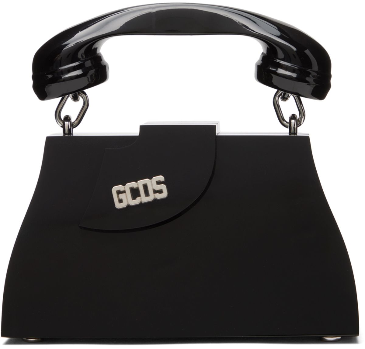 GCDS Small Call Me Comma Tote Bag In Black