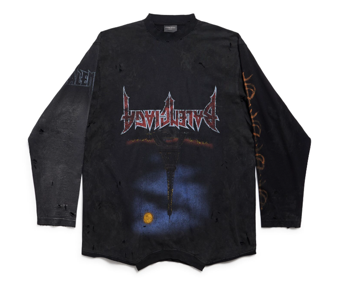 Balenciaga Paris Moon Upside Down Long Sleeve T-Shirt