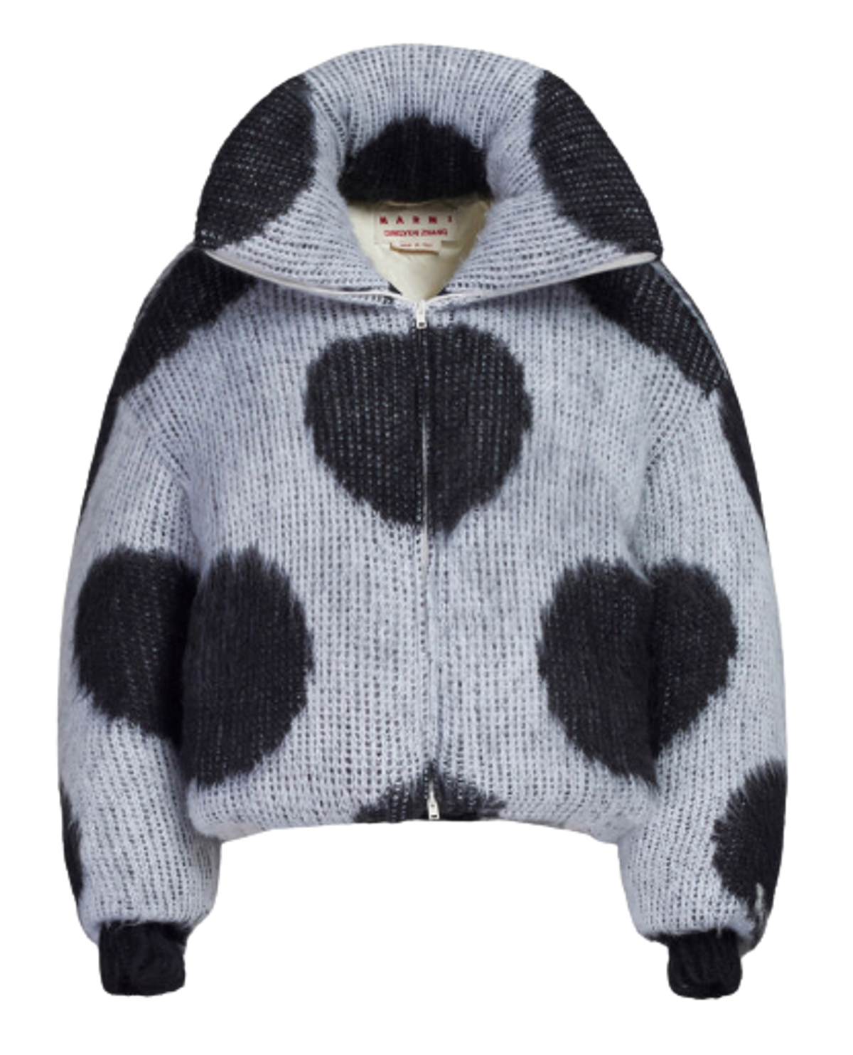 Marni White Polka Dots Oversized Mohair Jacket