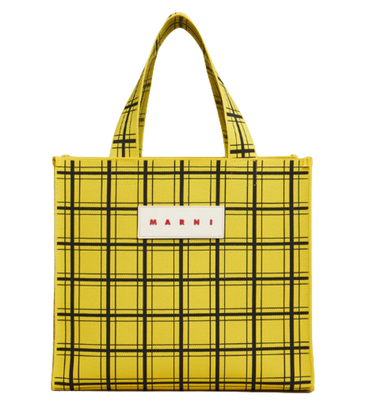 Marni Yellow And Black Jacquard Check Shopper