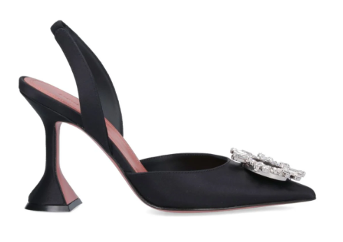 Amina Muaddi Black Begum Crystal-buckle Slingback Pumps