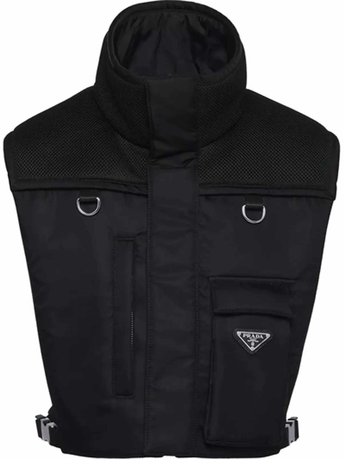 Prada Black Triangle-logo High-neck Vest