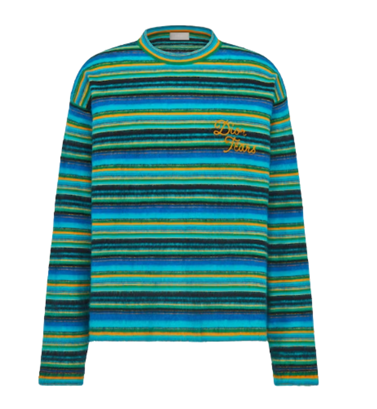 Dior × Denim Tears Blue and Yellow Brushed-Knit Sweater