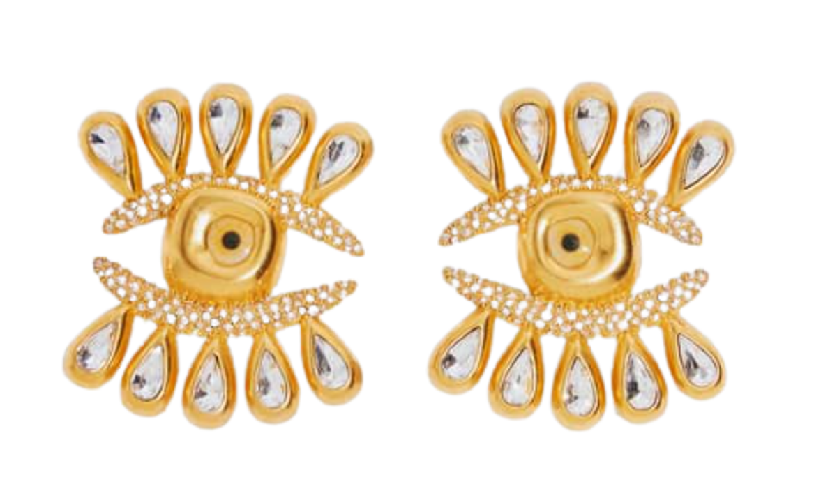 Schiaparelli Rhinestone Eyelash Earrings
