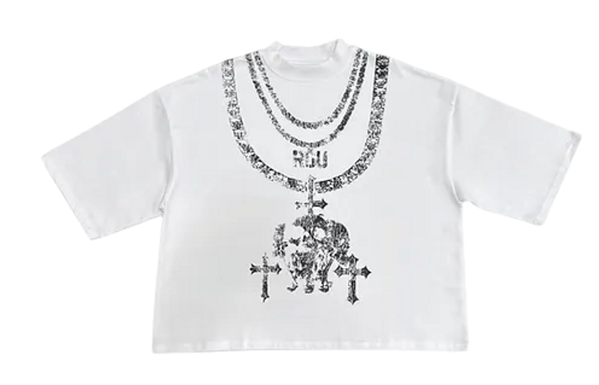 Ricco Gioventu White Afterlyfe Oversized Cropped T-Shirt