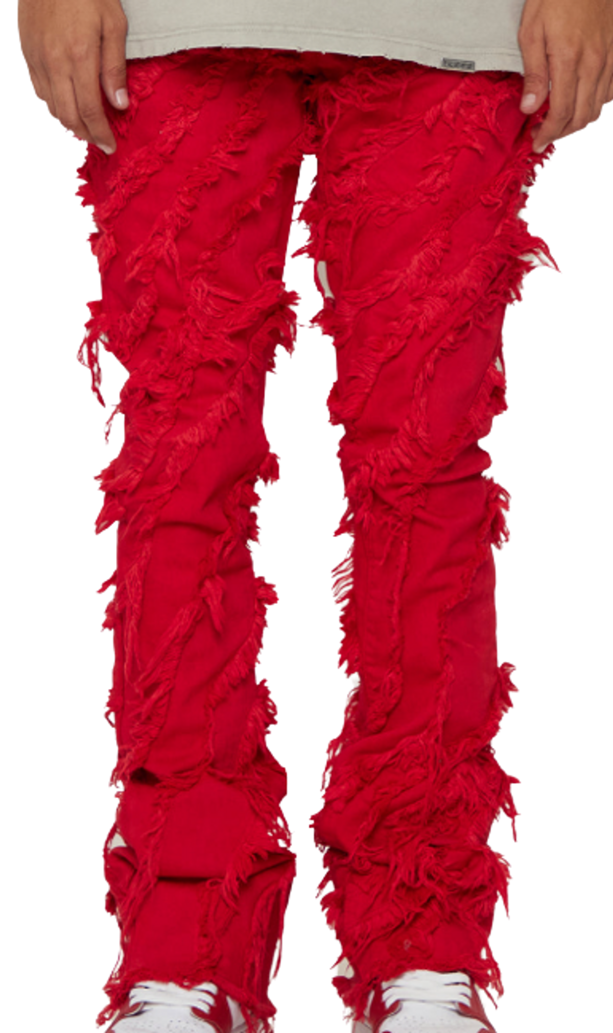 Valabasas Red Washed Grit Stacked Flare Jeans