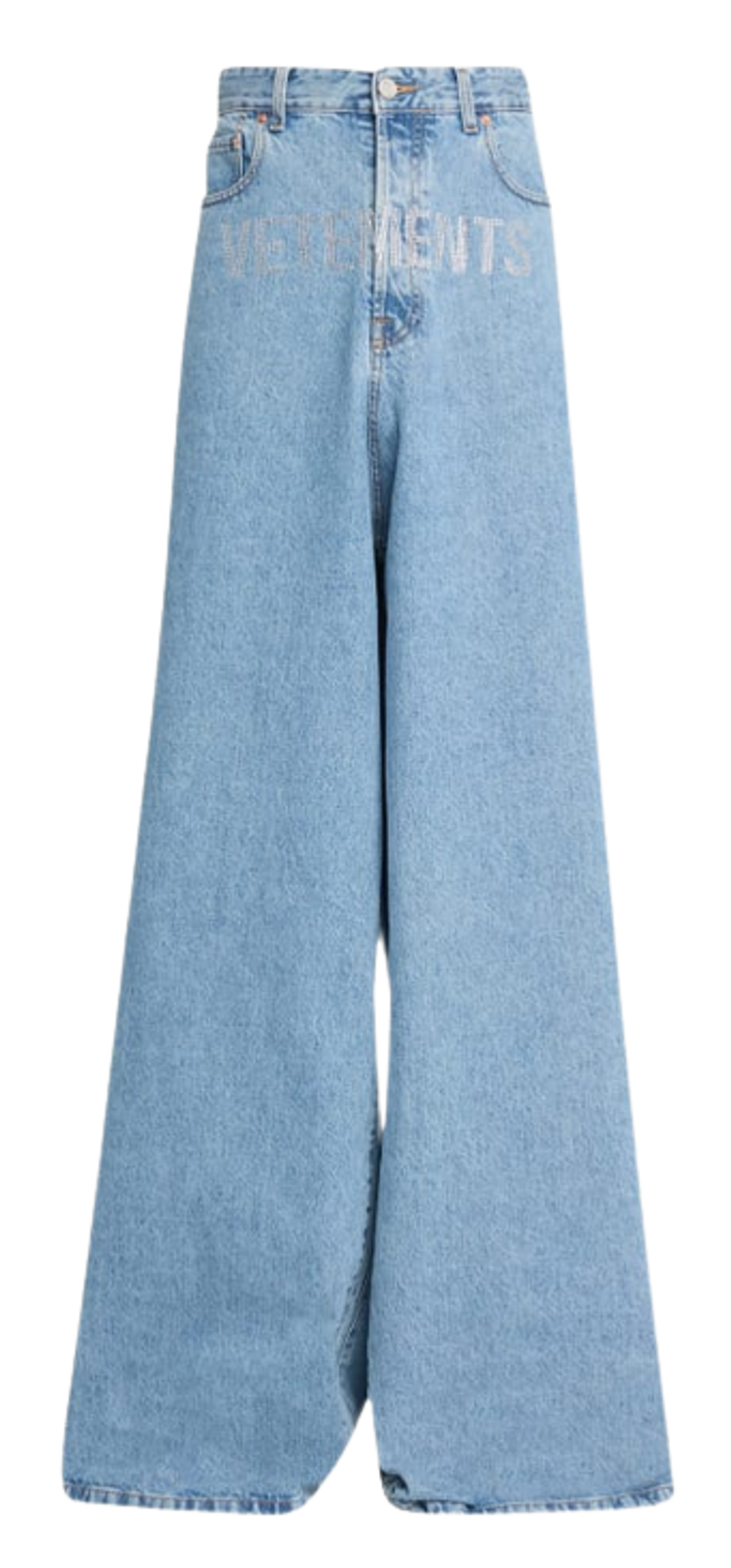Vetements Light Blue Crystal Logo Baggy Jeans