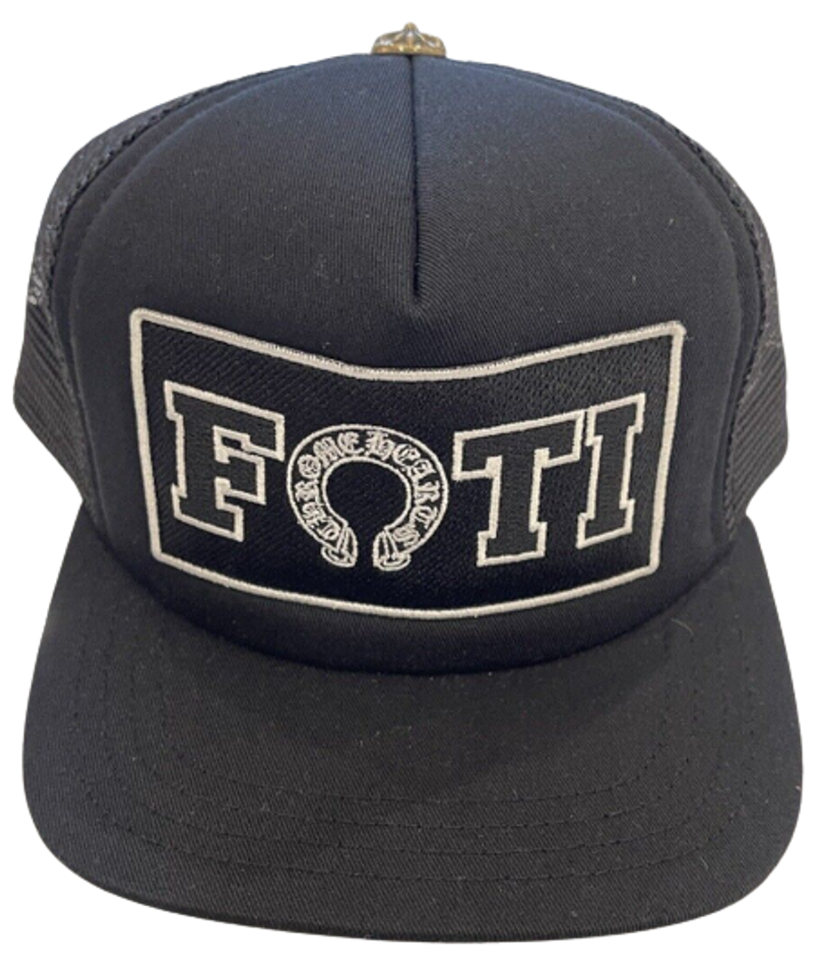 Chrome Hearts Horseshoe Logo Black Trucker Cap
