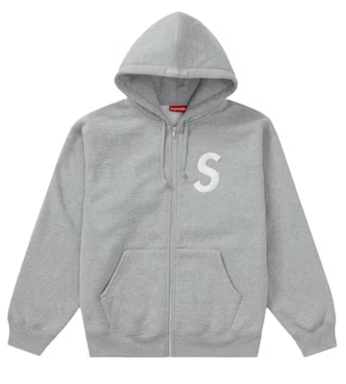 Supreme Heather Grey S Logo Zip Up Hoodie