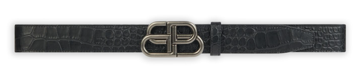 Balenciaga Black Crocodile BB Large Belt