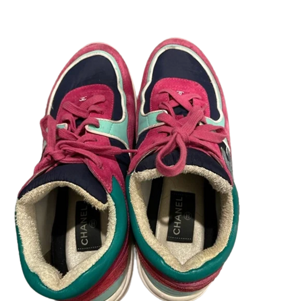 Chanel Pink And Green Sneakers