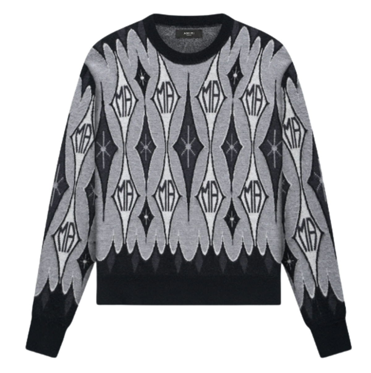Amiri Argyle Jacquard Crew Sweater