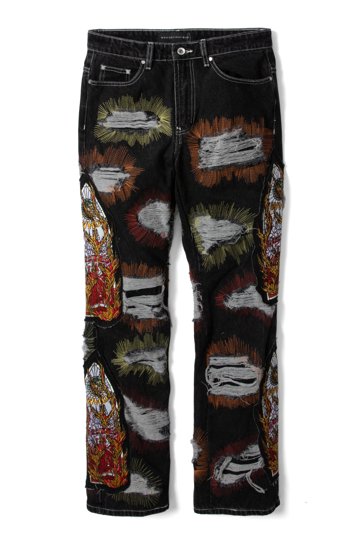 Who Decides War All Over Embroidery Denim Jeans
